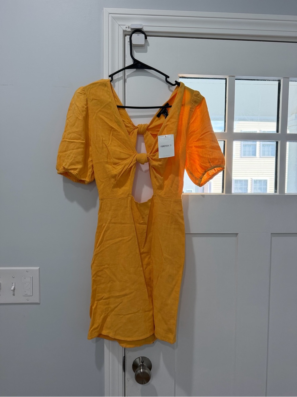 Forever 21 Bright Yellow Knot-Front Mini Dress